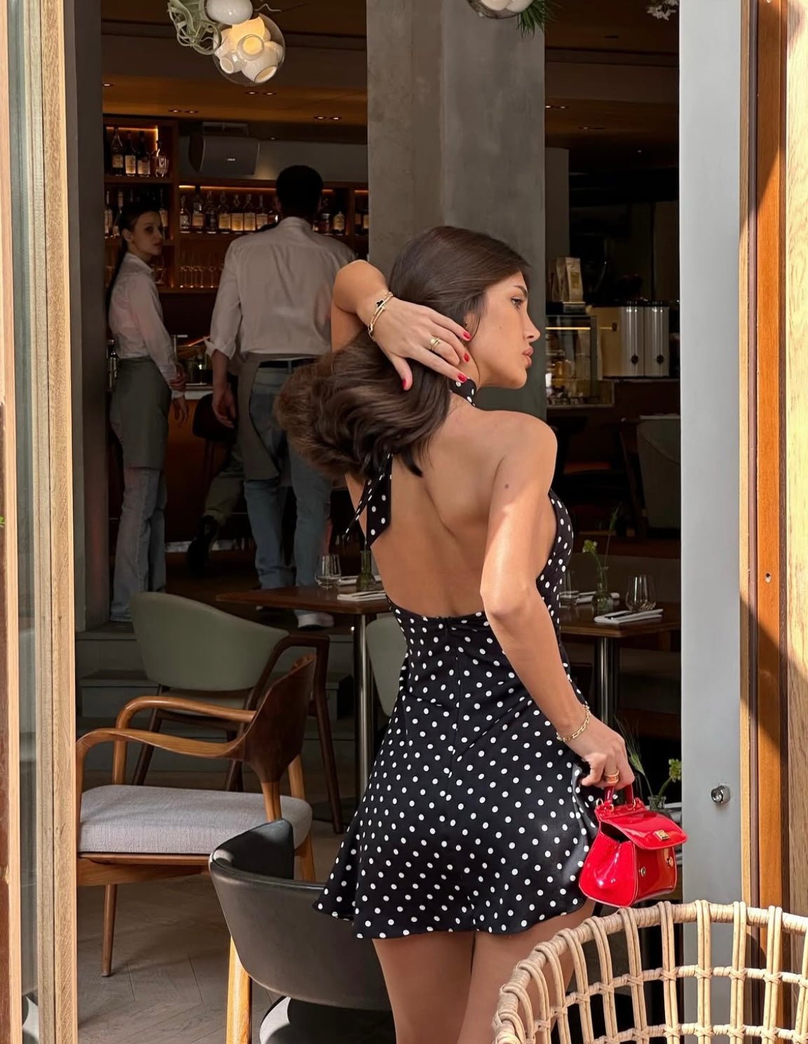Eleanor | Kolsuz Puantiyeli Mini Yazlık Elbise