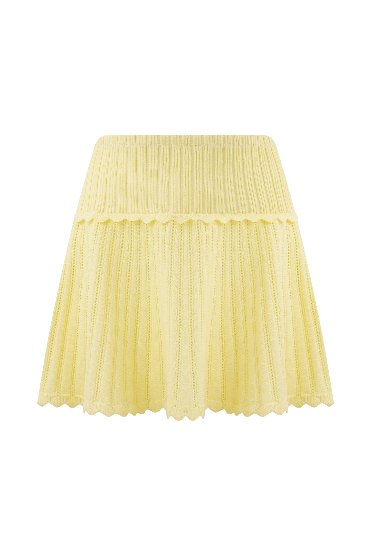 Indy Pointelle Örgü Mini Etek - Limon