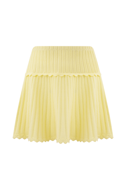 Indy Pointelle Örgü Mini Etek - Limon