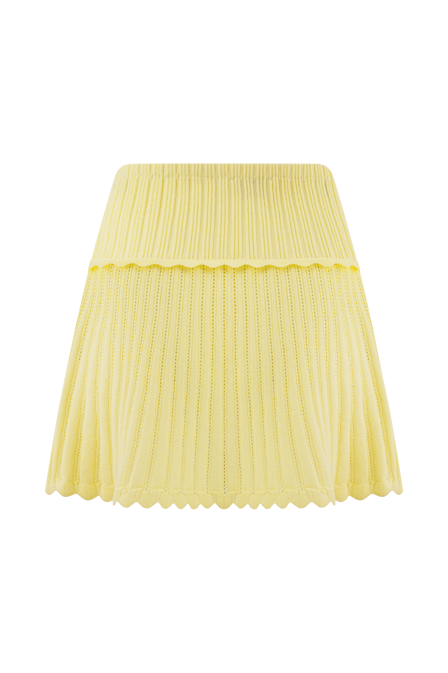 Indy Pointelle Örgü Mini Etek - Limon