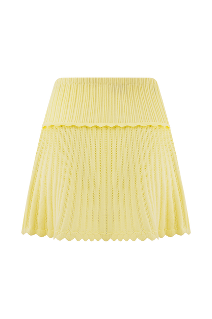 Indy Pointelle Örgü Mini Etek - Limon