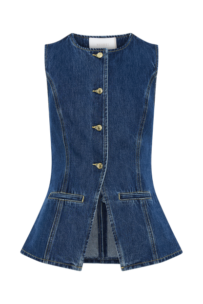 Abel Denim Düğmeli Üst - Koyu Mavi