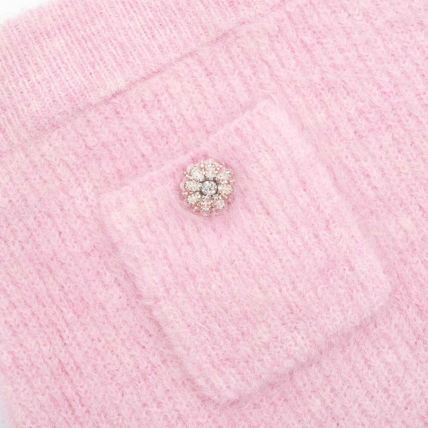 Pembe Kabarık Kaburga Örgü Mini Etek