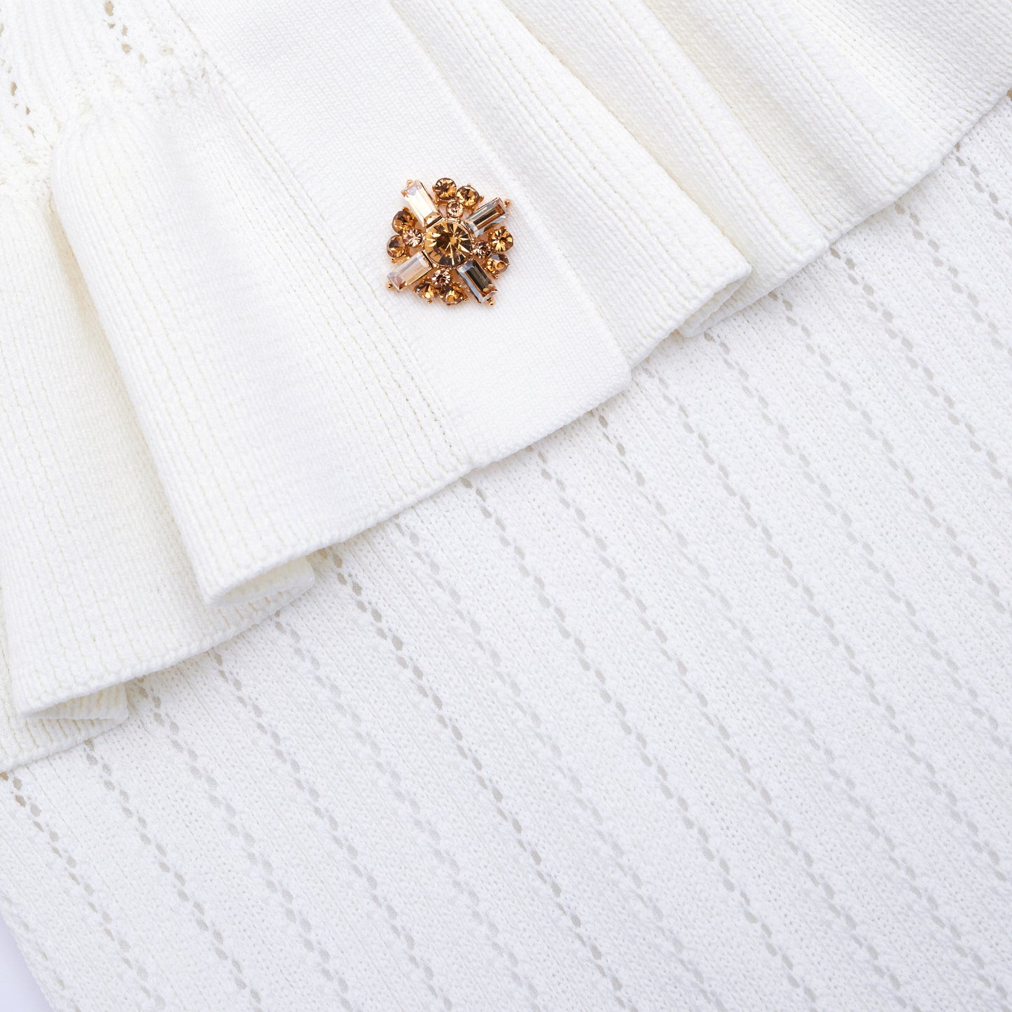 Beyaz Örme Peplum Midi Elbise