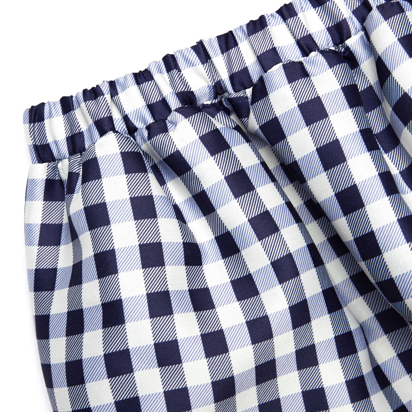 Lacivert Gingham Tafta Mini Etek