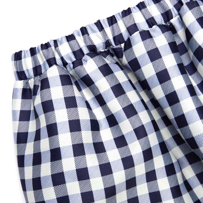 Lacivert Gingham Tafta Mini Etek