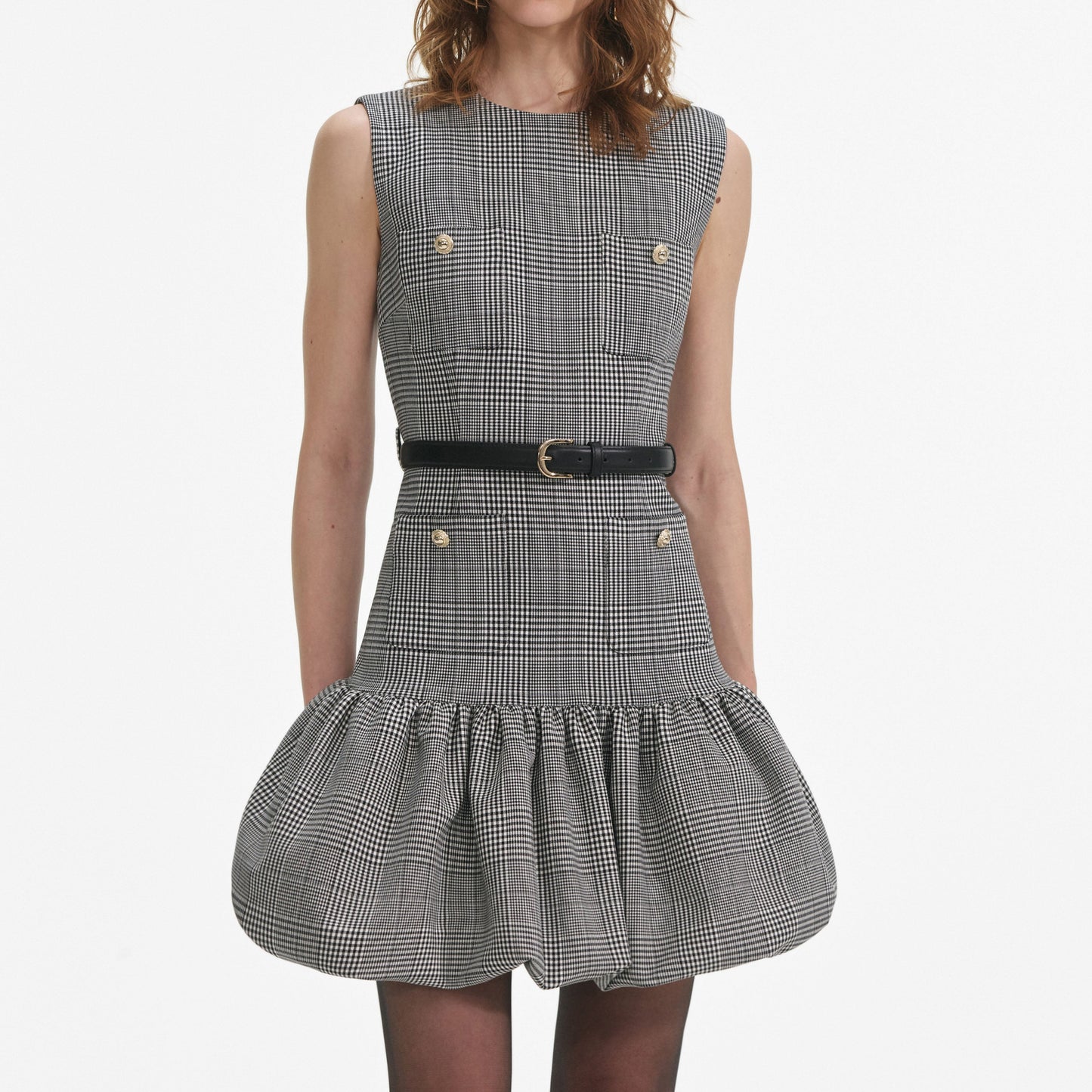 Galler Prensi Kareli Mini Elbise