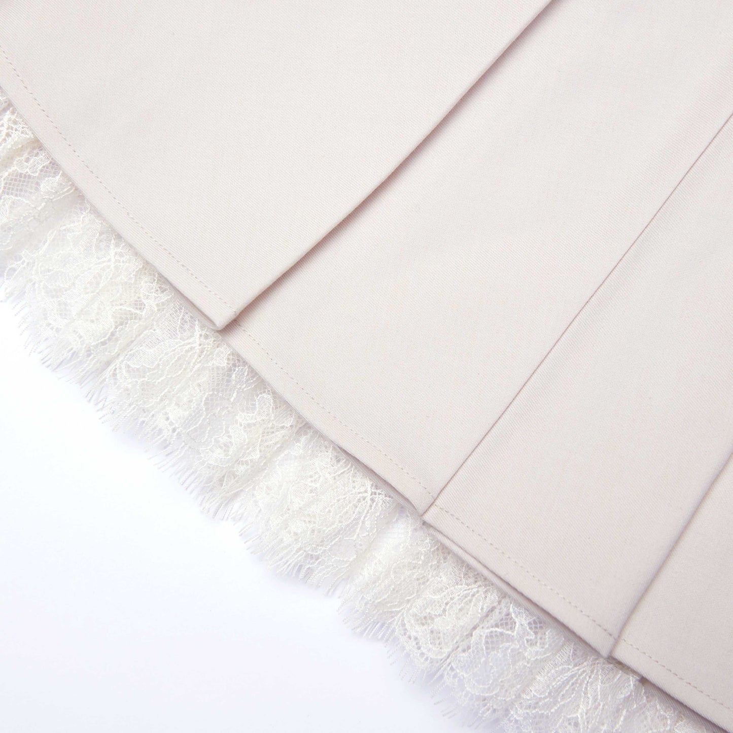 Krem Twill Pileli Mini Etek