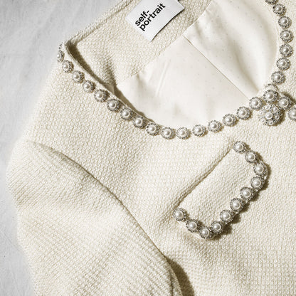 Krem Bukleli Mini Elbise
