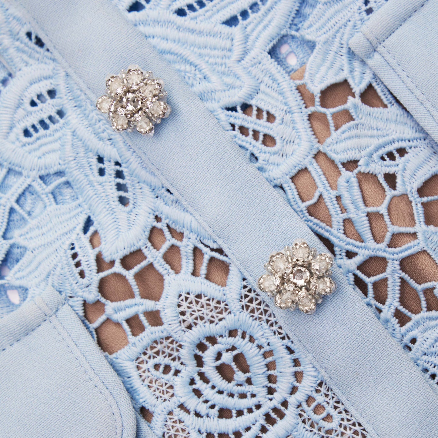 Mavi Dantel Peplum Mini Elbise