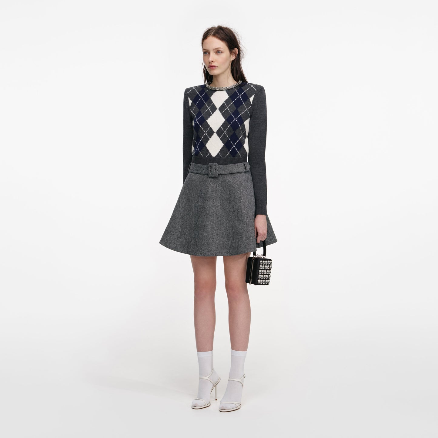 Gri Argyle Kristal Kesim Kazak