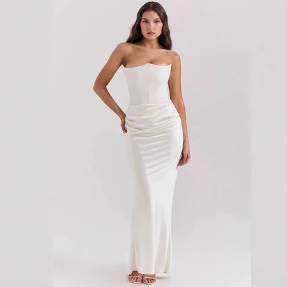 DRAPE ROSE- Saten Davet Elbisesi