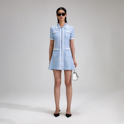 Mavi Lurex Örme Mini Elbise