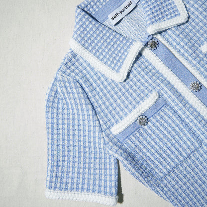 Mavi Lurex Örme Mini Elbise