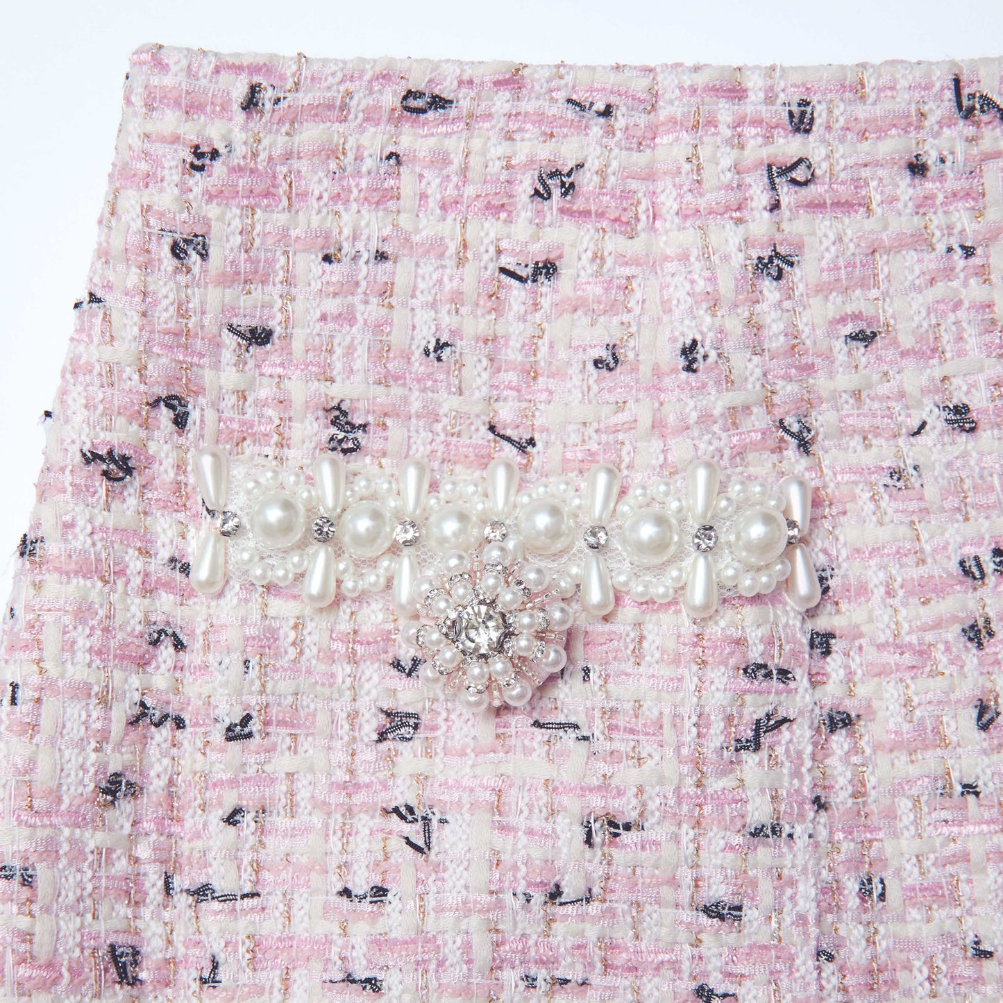 Pembe Buklet İnci Midi Etek