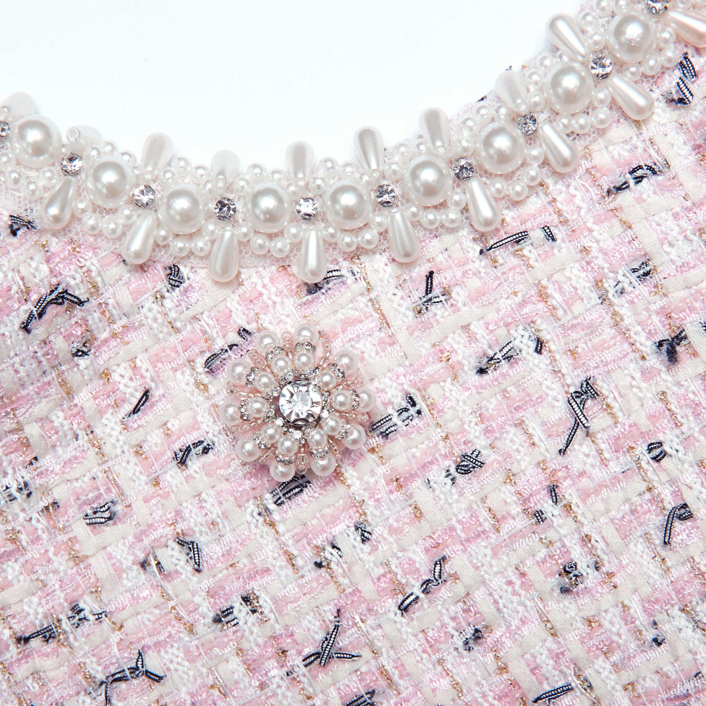 Pembe Buklet İnci Mini Elbise