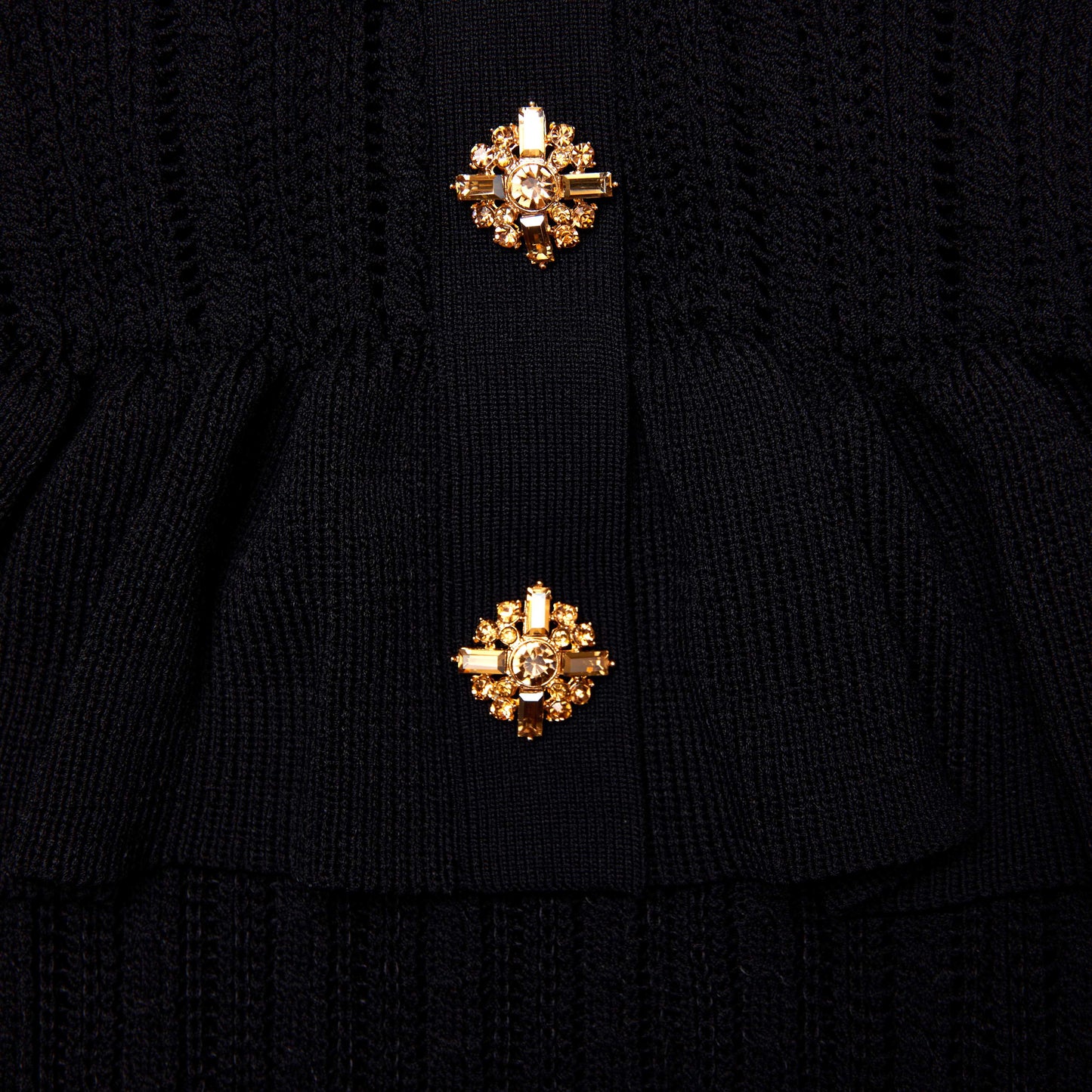 Siyah Örme Peplum Midi Elbise