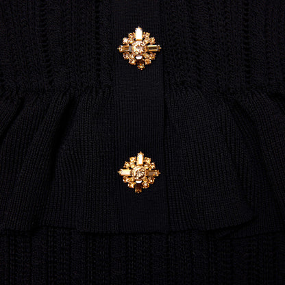 Siyah Örme Peplum Midi Elbise